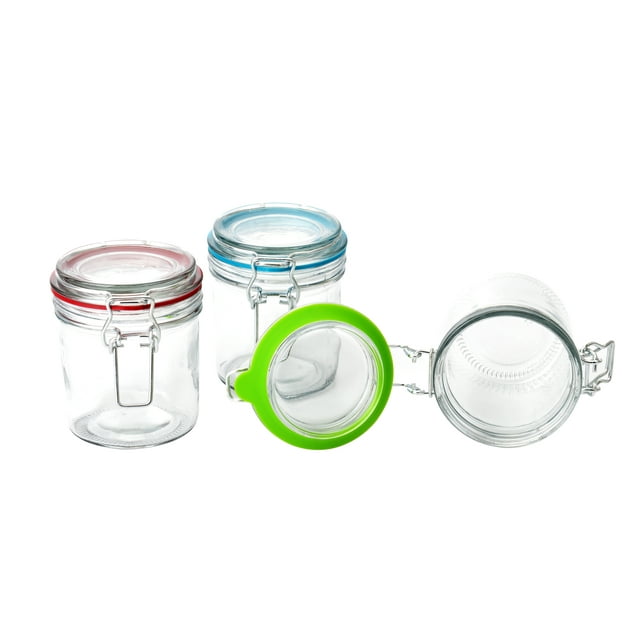 Kitchen Storage Jars, Clear Glass Lock Lid Jar with Silicone Gasket -9.4-Ounce Kitchen Storage Jars, Clear Glass Lock Lid Jar with Silicone Gasket -9.4-Ounce